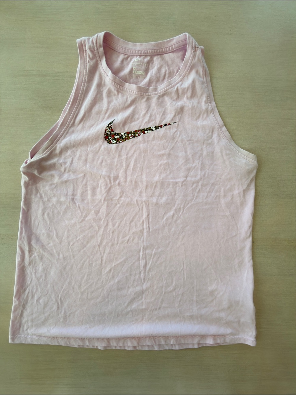 Nike Pink Floral Swoosh Tank Top - Medium